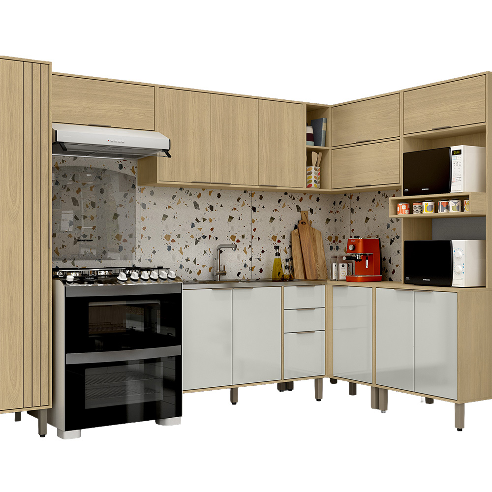 Cozinha Gloria - Castanho-OffWhite